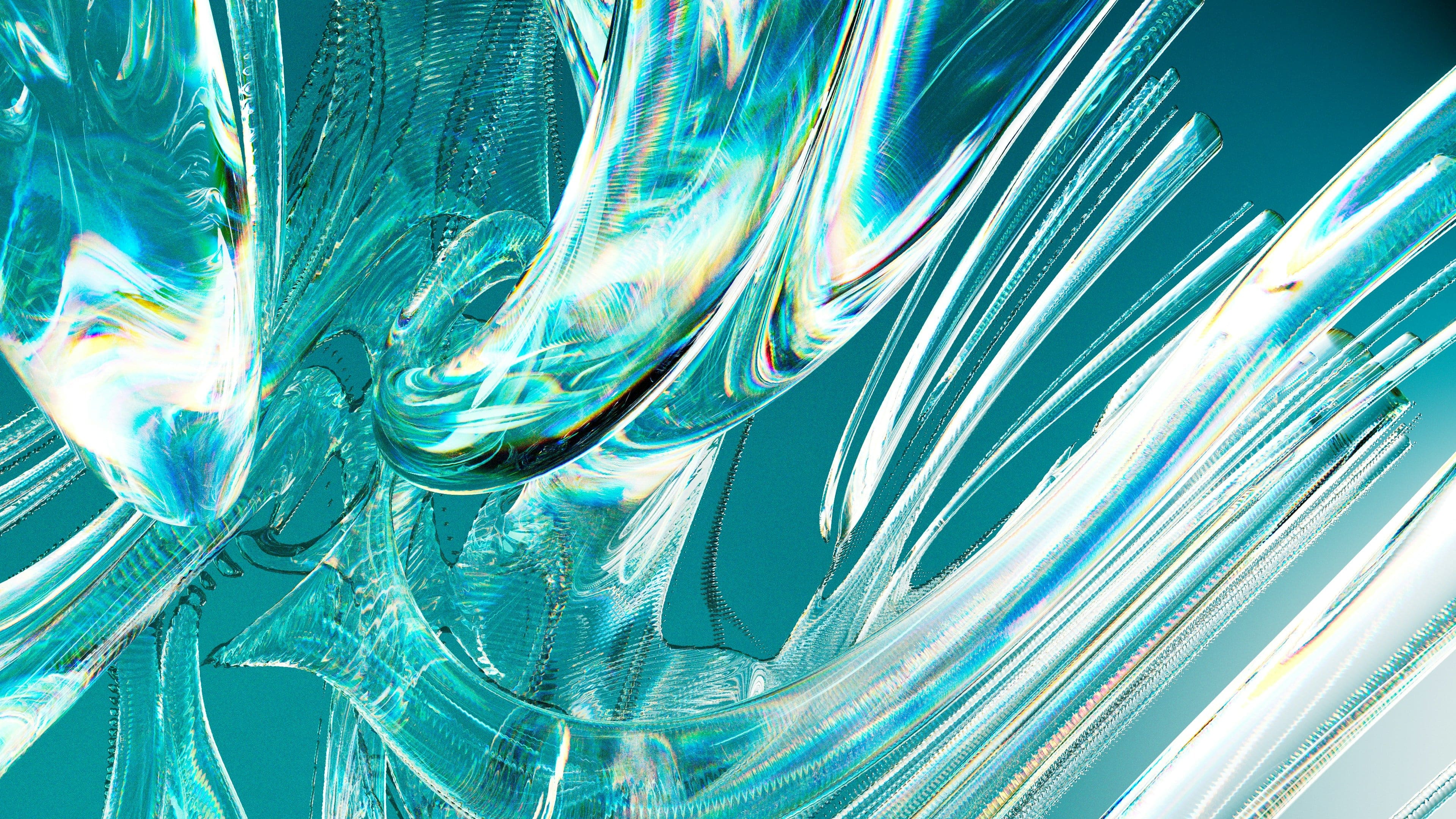 Abstract digital art of shimmering glass-like structures with turquoise and silver hues. | Photo by Marek Pavlík on Unsplash