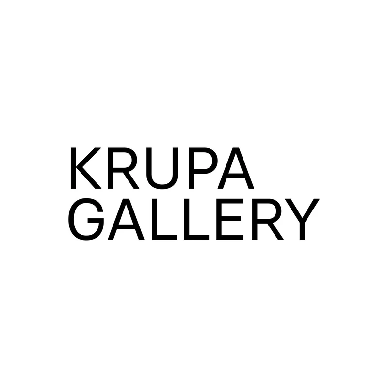 Black text reads "KRUPA GALLERY" on a white background.