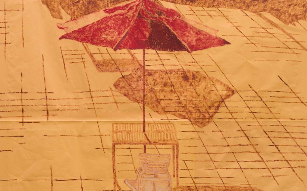 Close-up image of a textured piece of paper, featuring a map design with intricate details and a slight sheen, possibly used for origami or letters.