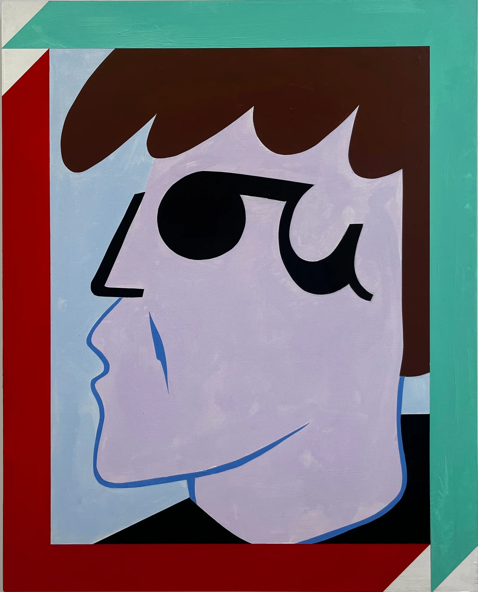 A painting depicting a man wearing an eye patch, showcasing vibrant colors and artistic details.