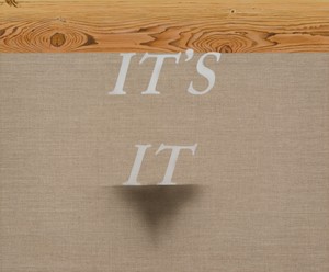 A close-up of white text that reads "TO MYSELF SAYS I" displayed on a beige surface. The design features a clean and modern font, showcasing artistic typography.