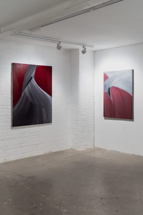 A painting hanging on a wall in an art gallery, surrounded by a picture frame. The floor is below, and there is a ceiling above.