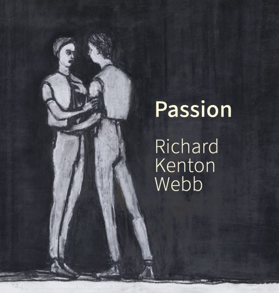 A black and white drawing of two figures embracing, with the word "Passion" and the name "Richard Kenton Webb" displayed prominently.