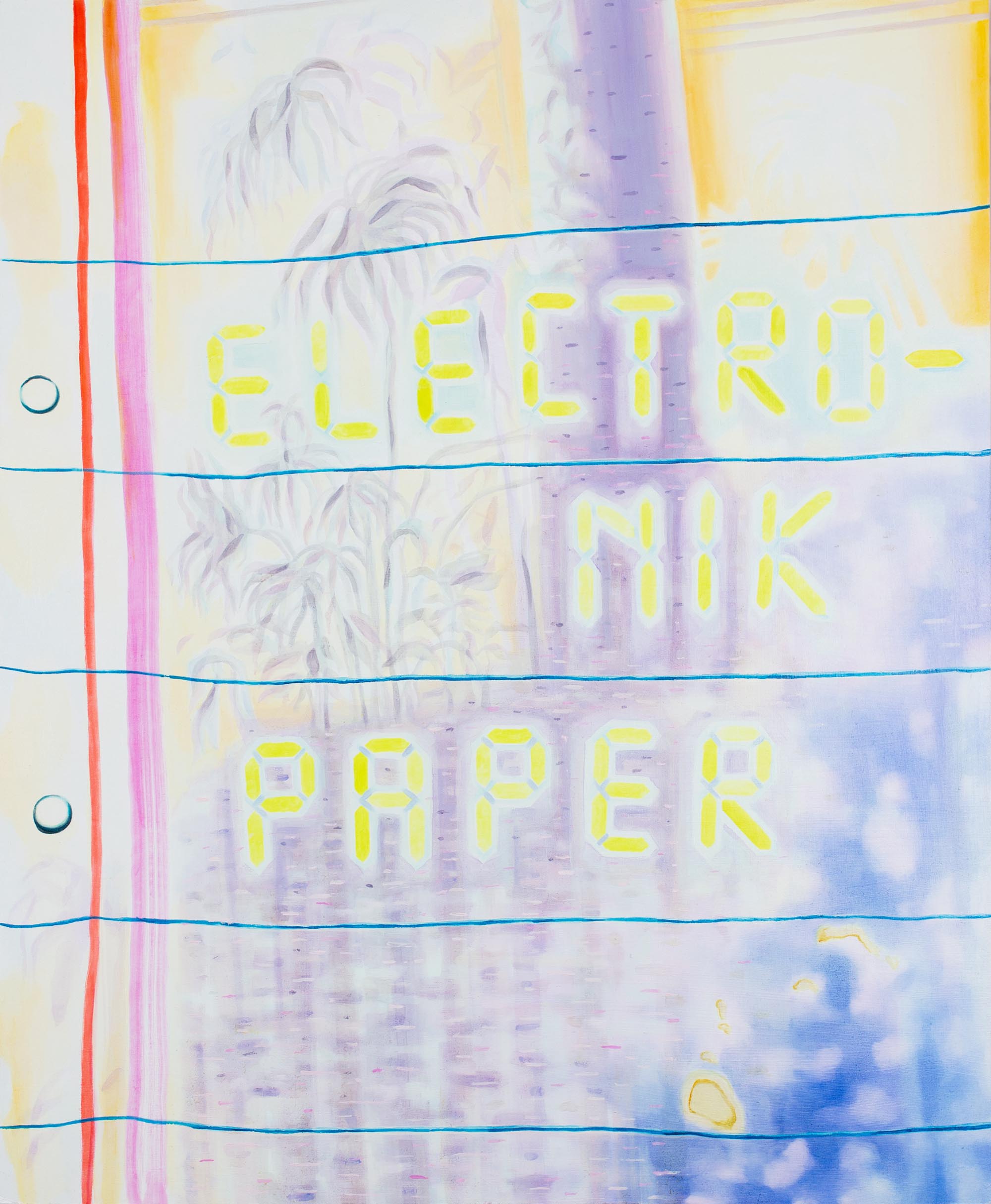 A piece of paper with the words "ELECTRO-MIK PAPER" written on it, with bright colors and a blurred background.