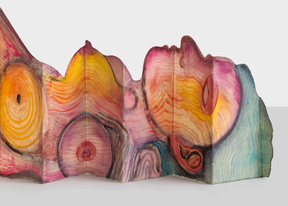 A colorful, abstract three-panel artwork resembling organic forms and textures. | 2026 Sprovieri